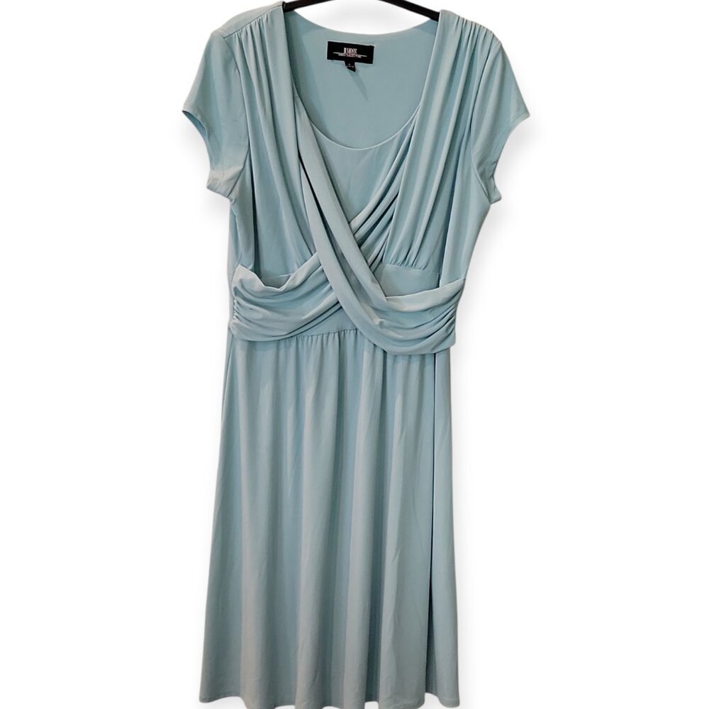 B. MOSS Dress Large Blue Cap Sleeves EUC